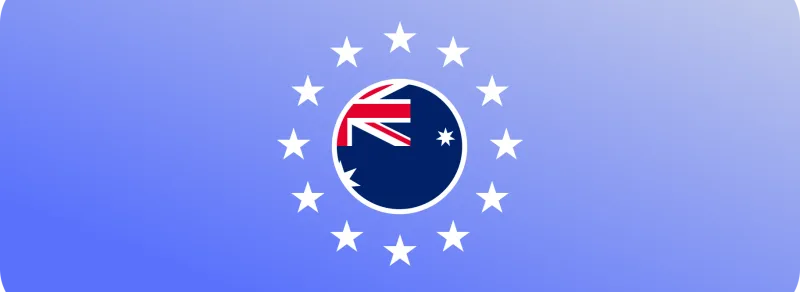 Flag of Australia surrounded by a circle of stars