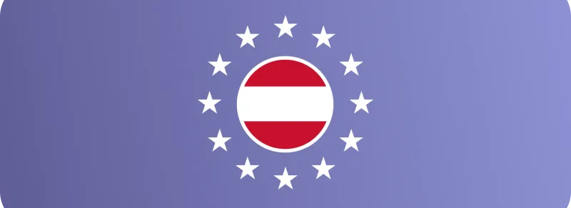 Flag of Austria surrounded by the stars of the European Union