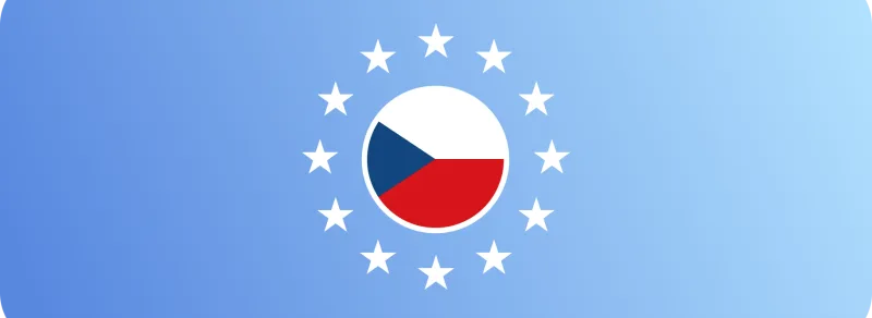 Flag of Czech Republic surrounded by the stars of the European Union