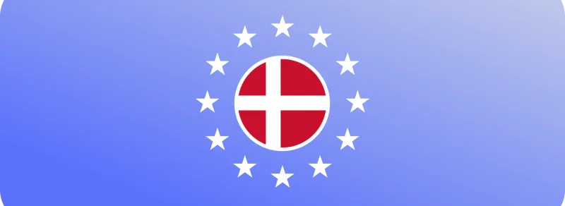 Flag of Denmark surrounded by the stars of the European Union