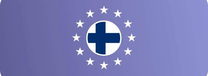 Flag of Finland surrounded by the stars of the European Union