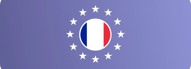 Flag of France surrounded by the stars of the European Union
