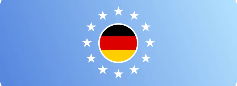 Flag of Germany surrounded by the stars of the European Union