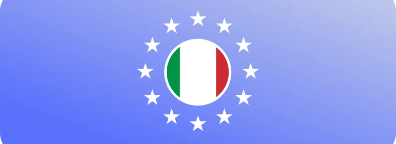 Flag of Italy surrounded by the stars of the European Union
