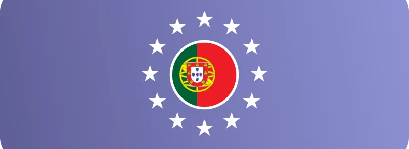 Flag of Portugal surrounded by the stars of the European Union