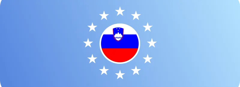 Flag of Slovenia surrounded by the stars of the European Union