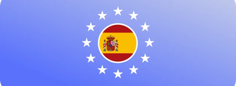 Flag of Spain surrounded by the stars of the European Union