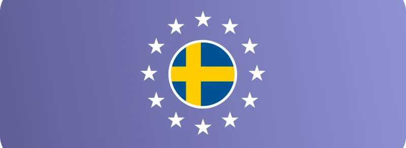 Flag of Sweden surrounded by the stars of the European Union
