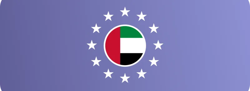 Flag of the United Arab Emirates surrounded by a circle of stars