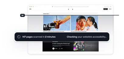 A website open in a browser window with a progress bar reading “147 pages scanned in 2 minutes”