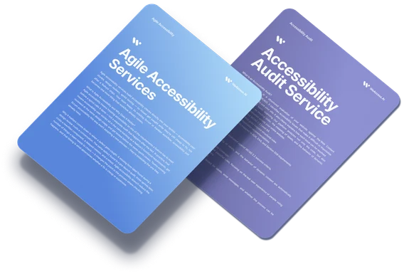 Agile accessibility services and accessibility audit service brochures side by side