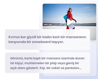 Görselde karla kaplı bir arazide, muhtemelen bir plajda ya da geniş bir açık alanda duran, ceket giyen ve elinde bir snowboard tutan bir kişi görülüyor.