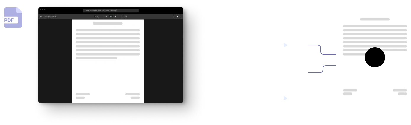 The image shows a PDF document displayed on a computer screen with a minimalist design featuring abstract shapes and a black circle.