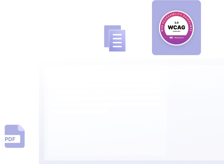 The image features a purple badge labeled WCAG 2.0 Web Accessibility Guidelines and a PDF icon on the left side.