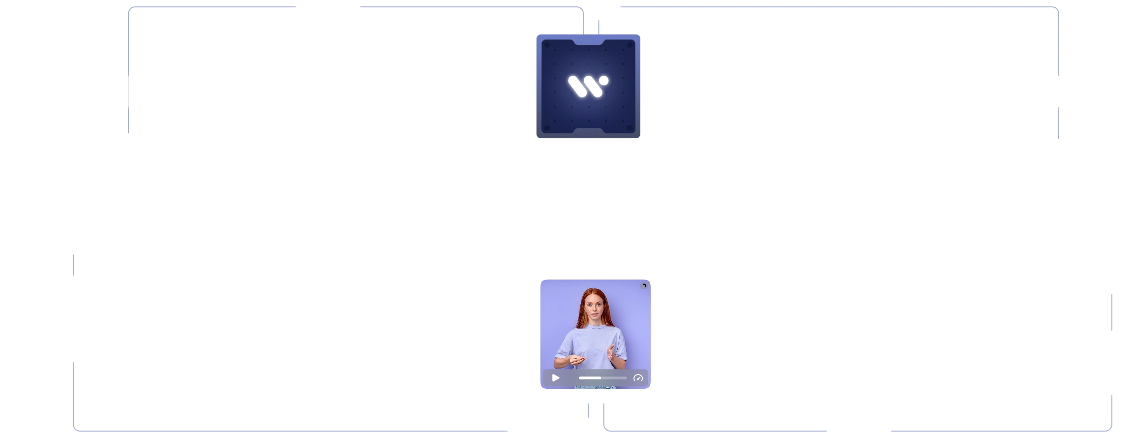 The image features a stylized graphic with a central logo and a smaller video thumbnail showing a person speaking.