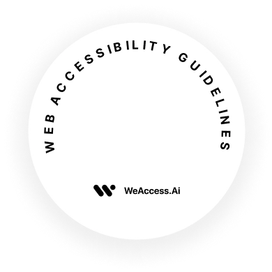 The image features a circular design with the text WEB ACCESSIBILITY GUIDELINES arched around the top and WeAccess.Ai at the bottom center.